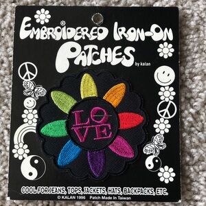 Embroidered iron on patch of love flower